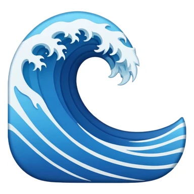 "Create a flat 2D vector wave emoji in Apple iOS style, with solid blue colors, clean lines, and no gradients or 3D effects. The wave should be simple, using basic shapes with smooth curves on a white background."
 sticker