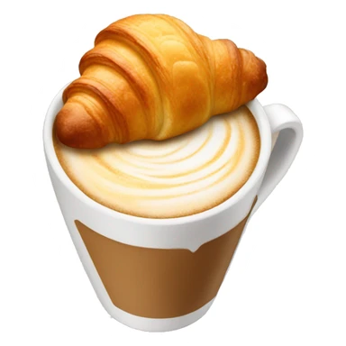 Cup of cappuccino with croissant sticker