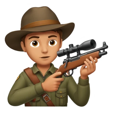male hunter aiming a rifle, minimal background sticker