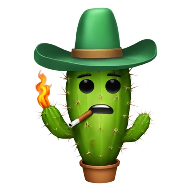 Cactus wearing cowboy hat smoking a blunt sticker