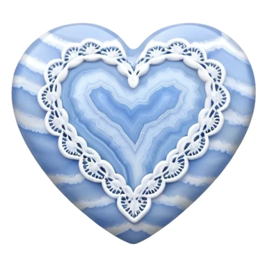Heart-shaped blue lace agate cabochon with pastel blue and white banded lace-like patterns sticker