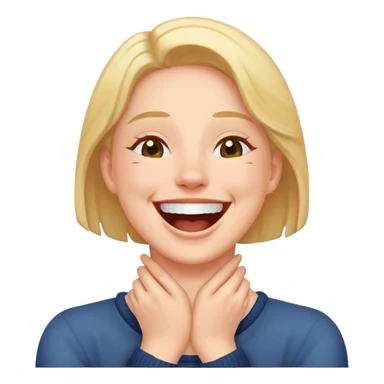 Person laughing with hands around their neck sticker