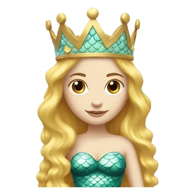 white face mermaid princess crown on head golden hairs full body cover sticker