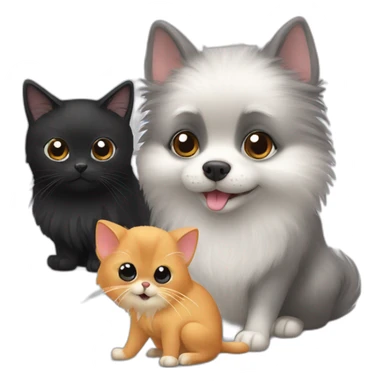 pomeranian, black cat and gray mouse sticker