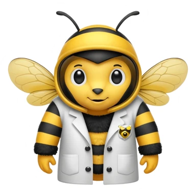 a bumblebee wearing a lab coat sticker