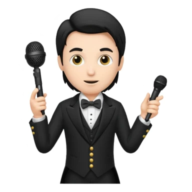 Pavlin is the host at the event. He's in a tailcoat and holding a microphone sticker