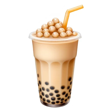 Bubble tea with tapioca pearls and milk tea, with straw sticker