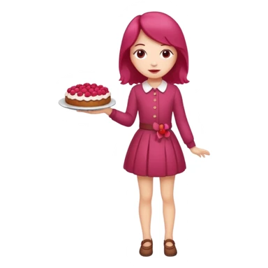 Raspberry torte human full body and legs girl with a raspberry barrette on her head sticker