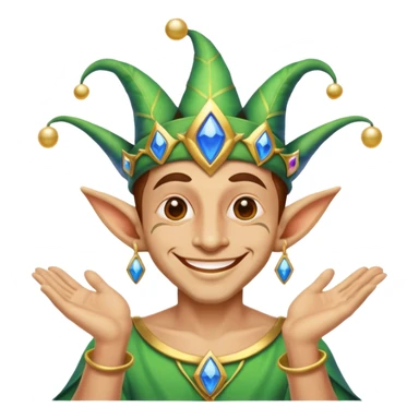 Fairy jester man celebrating life with third eye sticker