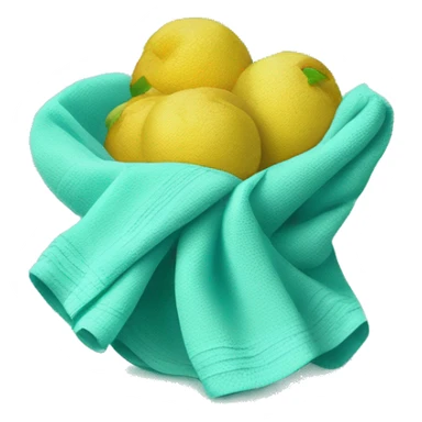 Realistic folded tiffany blue dish towel sticker