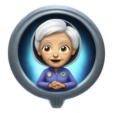 Grandma in an alien spaceship sticker