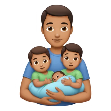 man with three babies sticker