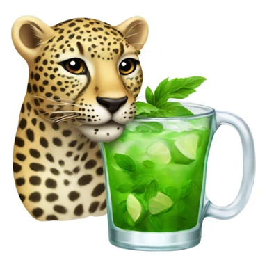 Leopard drinking mojito  sticker