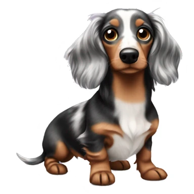 Tri merle long haired dachshund sticker