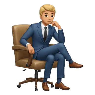 guy imitating thinker statue pose but with clothes and sitting in a office chair sticker