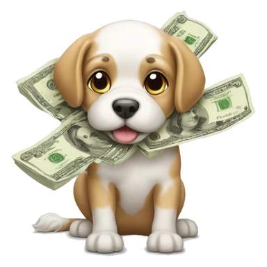 Dog with money  sticker
