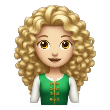 long-haired curly white girl in a Christmas costume sticker