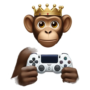 brown monkey with a crown and a ps5 controller in hand  sticker