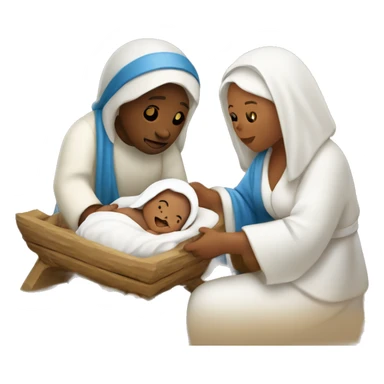 Nativity scene, baby on a manger, Mary and Joseph sticker