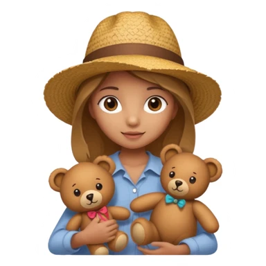 girl wearing hat with teddy bear  sticker