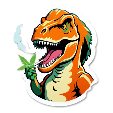 T. rex smoking weed sticker