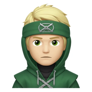 Green ninja Lloyd garmadon blonde hair, kaptur hoody on his head but blonde grzywka visible  sticker
