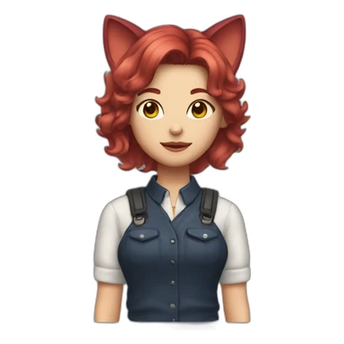 A tomboy girl with wine hair colour wearing cat’s ears  sticker