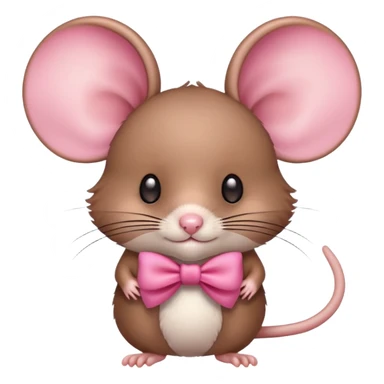 brown mice with a pink bow on the ear sticker
