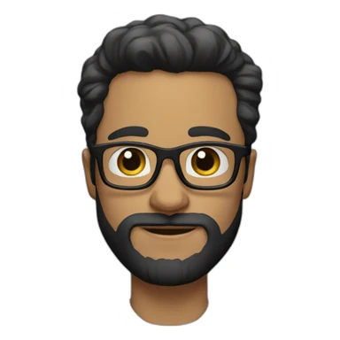 White man with black hair and beard big forehead wearing glasses sticker