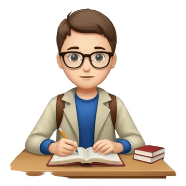 boy focused on studying in the library full body sticker