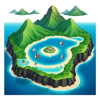 île Guadeloupe dans sa forme géographique réelle, vue du dessus sticker