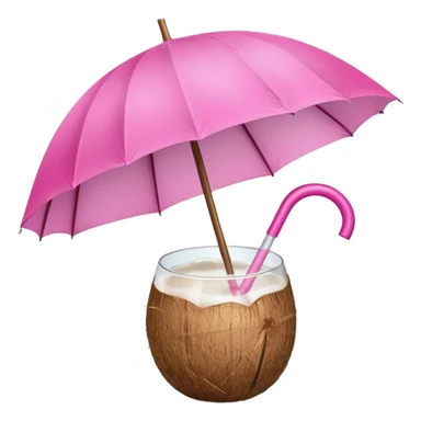 coconut drink with pink umbrella sticker