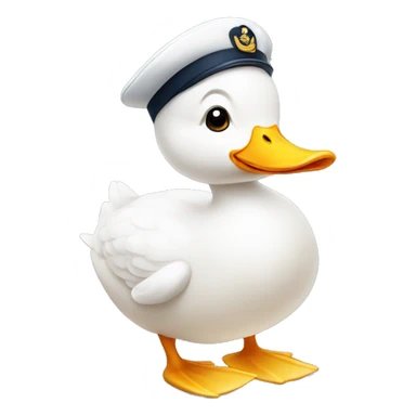 A white duck with a sailor hat sticker