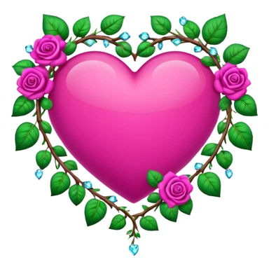heart shape vine with magenta roses border with crystals hanging  sticker