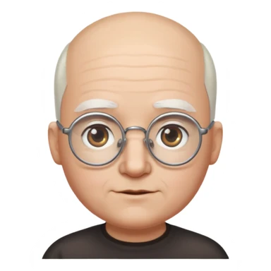 chauve cheveux blanc visage rond lunette gros sourcils sticker