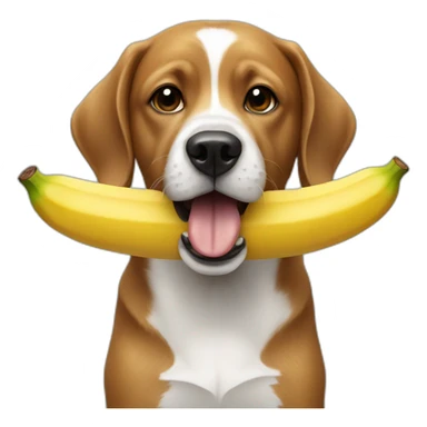 dog eating a banana sticker