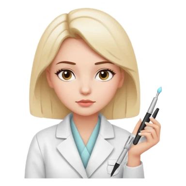 girl cosmetologist, thoughtful expression, soft colors, beauty clinic vibe thinking pose sticker