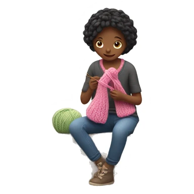 Girl knitting  sticker
