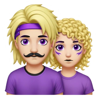 Emo girl with purple mullet and black eyeliner with piercings and man with long straight blonde hair and curly mustache  sticker