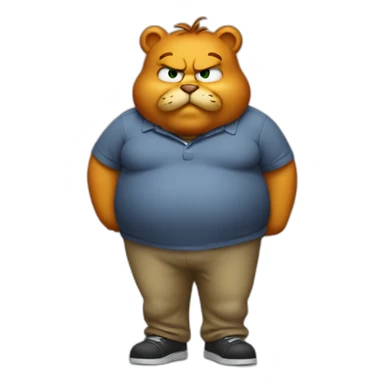 fat garfield eating looking busted sticker