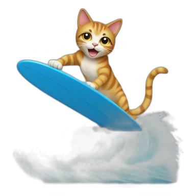 cat surfing on a wave sticker