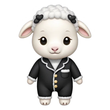 Little lamb wearing black pajamas with white piping  sticker