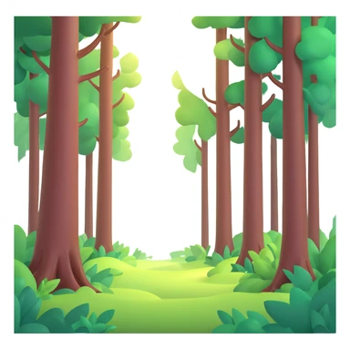 dense forest with sunlight filtering through trees sticker