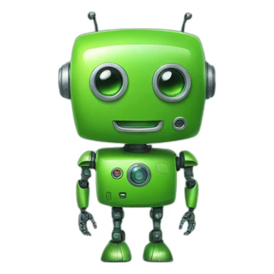 happy green robot sticker