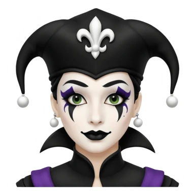 make a black and white jester uniform with white makeup and black lipstick sticker
