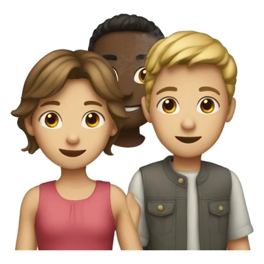 Girl and two boys playing sticker