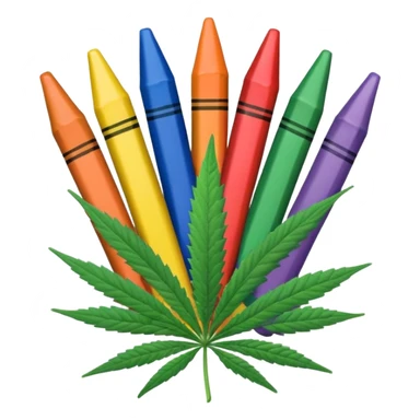 a pack of crayola with cannabis leaf sticker
