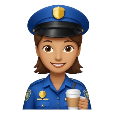 woman police holding coffee sticker
