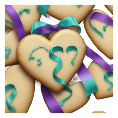 Cookie heart with teal purple awareness ribbon sticker