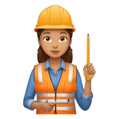 worker woman wearing orange west holding a ruler sticker